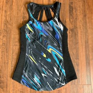 Fabletics Gray And Blue Strappy Tank Top SZ- M